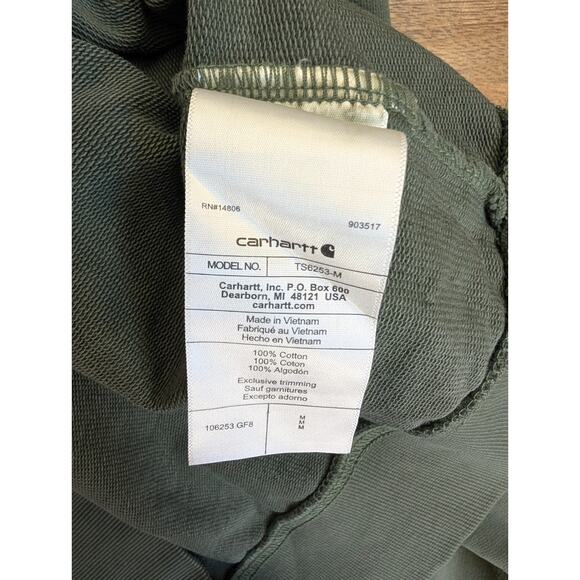 Carhartt Hoodie Mens Medium Green Relaxed Fit Midweight Garment Dyed 106253 NWT - Picture 5 of 5